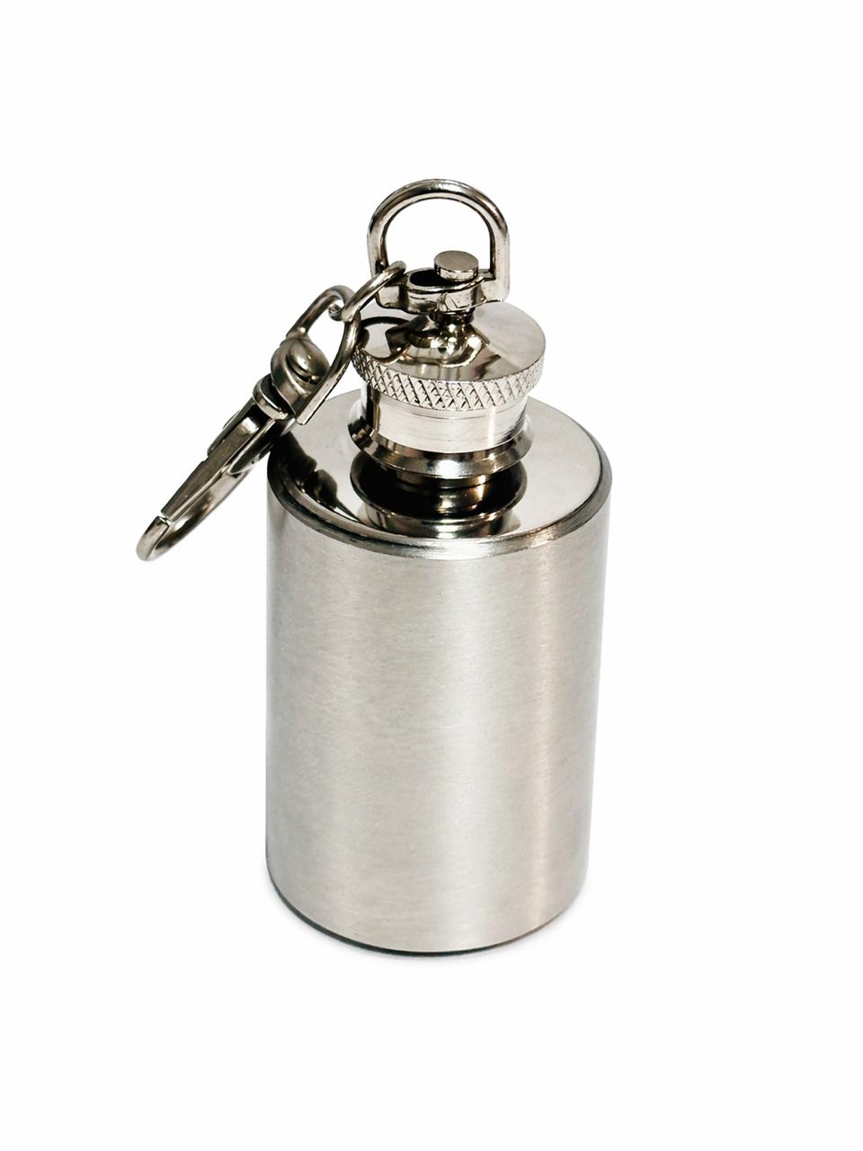 AL KHUMERY | 25ml -Mini Aluminum Cylindrical Dokha Bottle Keychain – Portable Screw Cap Dokha Storage Container Key Ring | UAE