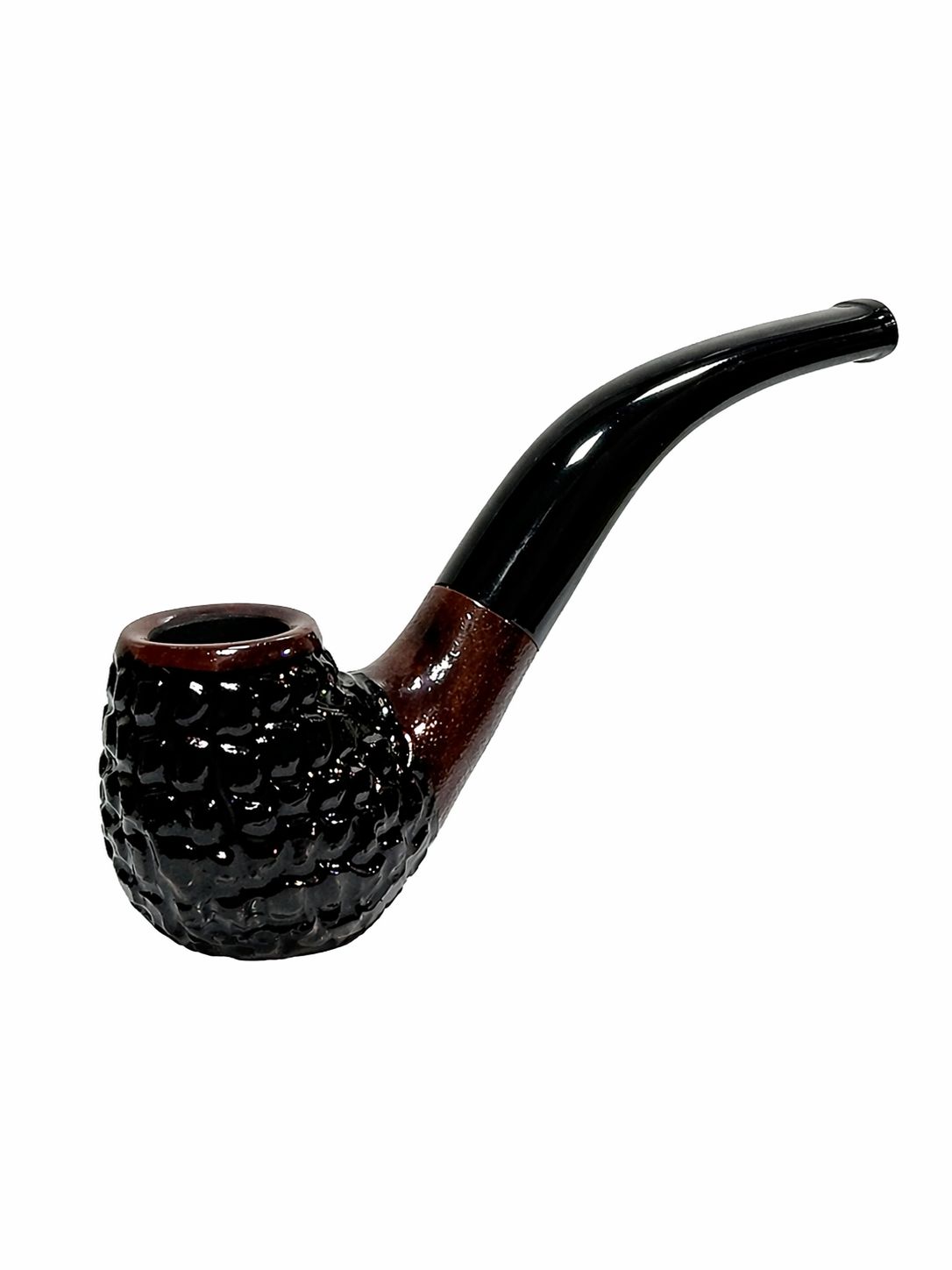 AL KHUMERY English Tobacco Pipe – Bent Shape Rusticated Briar Wood Bowl Black Acrylic Stem | UAE