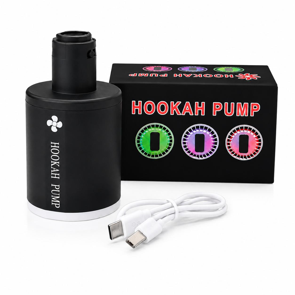 Pro Electric Hookah Pump – RGB Color Changing LED | USB-C Fast Charge | Powerful Silent Blower | Best Shisha Accessory Gift