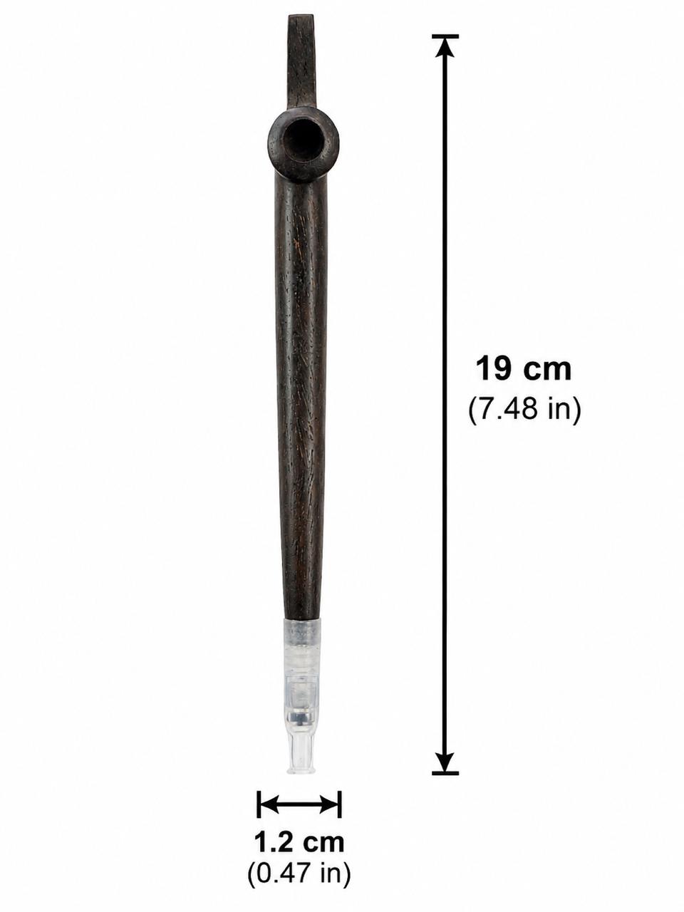 Handcrafted All-Natural Wood Medwakh Pipe with Gold Pin Accents, One-Piece Design – Traditional Arabian Dokha Pipe, 19cm (7.48in)