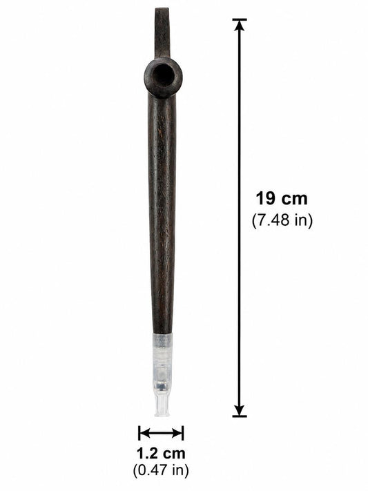 Handcrafted All-Natural Wood Medwakh Pipe with Gold Pin Accents, One-Piece Design – Traditional Arabian Dokha Pipe, 19cm (7.48in)