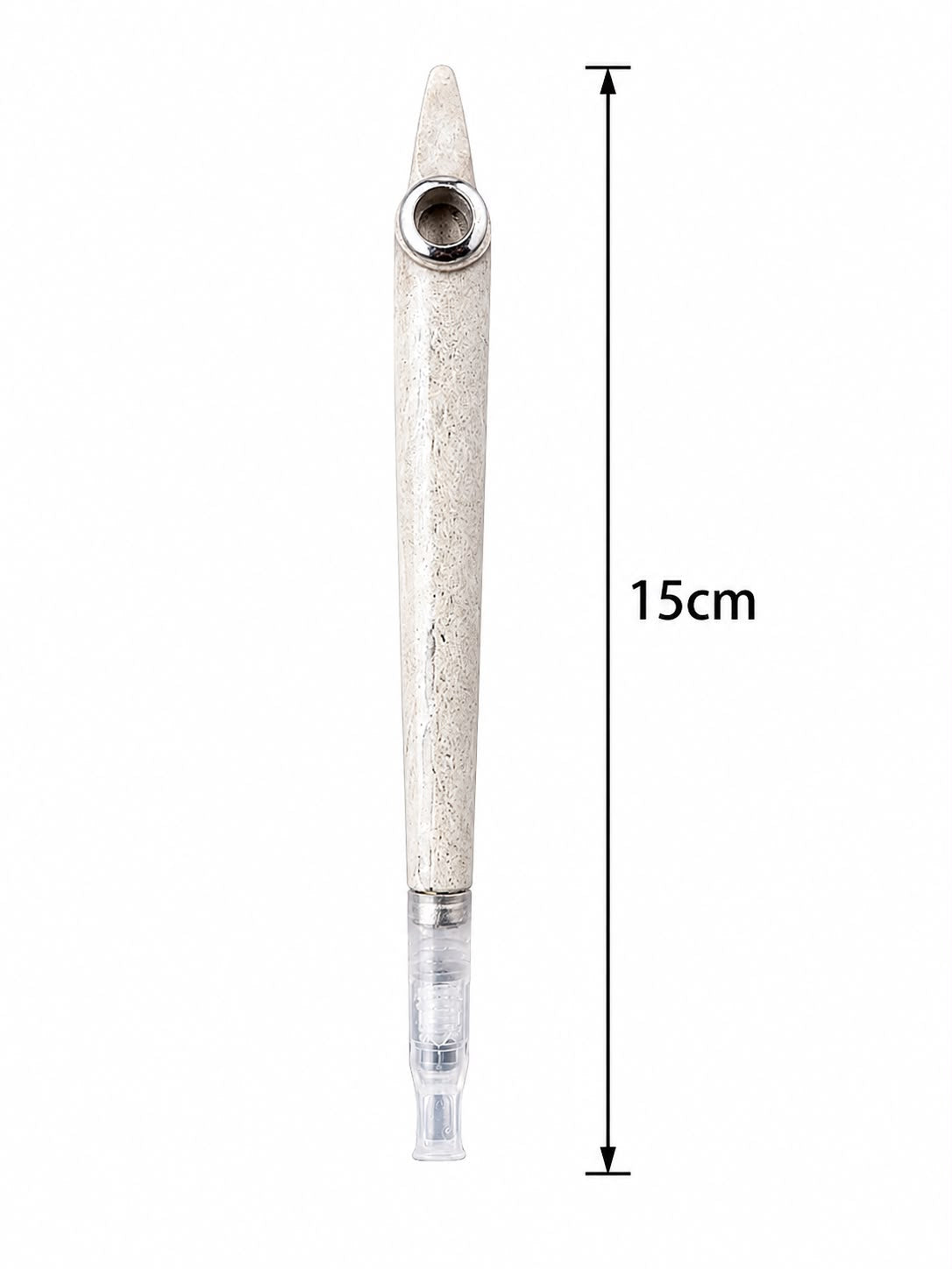 Premium Medwakh Pipe 15cm – Speckled Bone-Style Body with Silver Fittings – Authentic Handcrafted Dokha/Midwakh Smoking Pipe