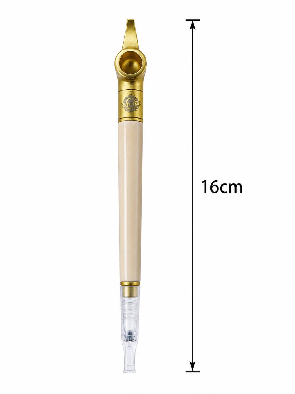 Premium Medwakh Pipe 16cm – Beige Acrylic Body with Matte Gold Finish – Modern Dokha/Midwakh Smoking Pipe