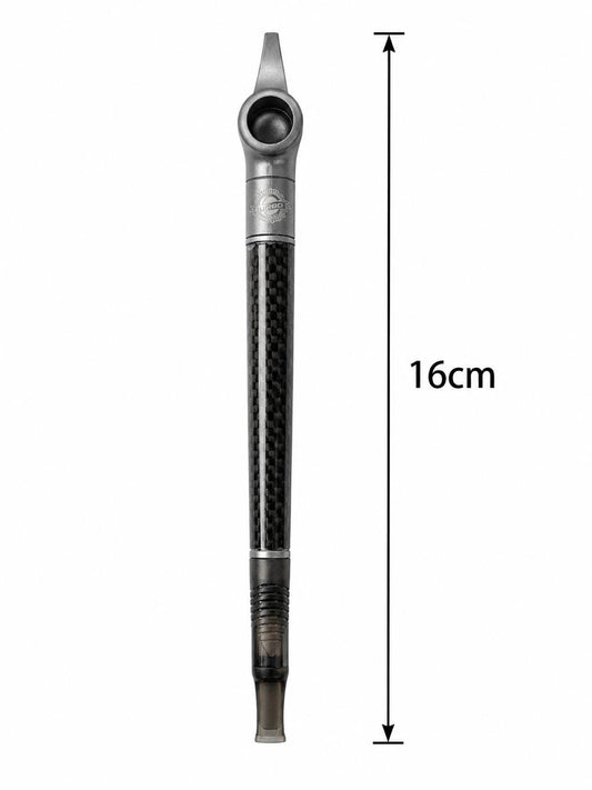 Premium Carbon Fiber Medwakh Pipe 16cm – Gunmetal Finish with Turbo Design – Modern Authentic Dokha/Midwakh Smoking Pipe