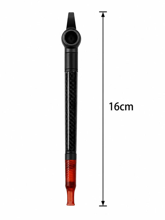 Premium Carbon Fiber Medwakh Pipe 16cm – Matte Black Body with Red Accent Tip – Modern Sport-Style Dokha/Midwakh Smoking Pipe