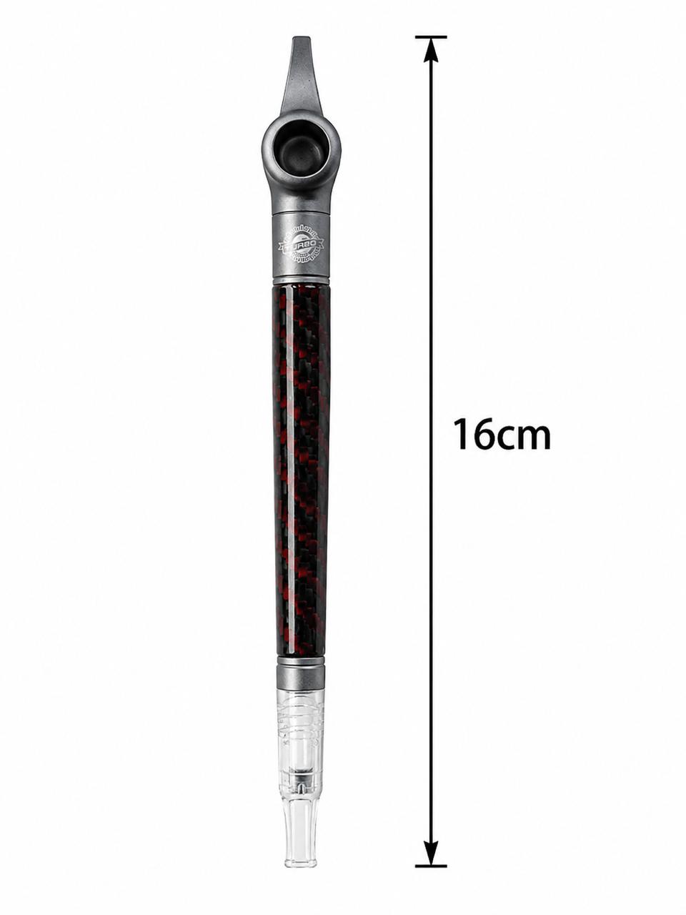 Premium Carbon Fiber Medwakh Pipe 16cm – Red & Black Weave with Gunmetal Finish – Modern Sport-Style Dokha/Midwakh Smoking Pipe