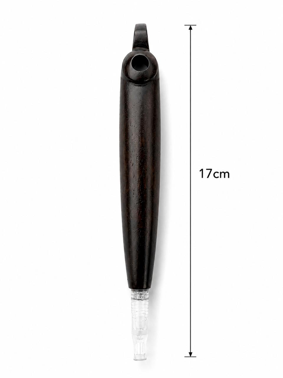 Premium Solid Dark Wood Medwakh Pipe 17cm – Handcrafted Ebony-Style Body, No Metal Fittings – Natural Authentic Dokha/Midwakh Smoking Pipe