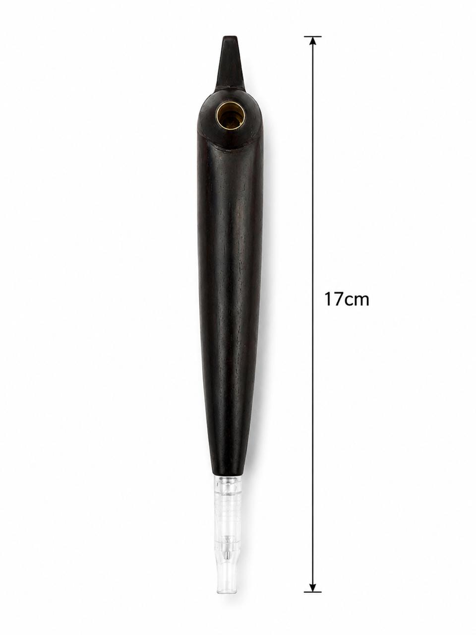 Premium Solid Dark Wood Medwakh Pipe 17cm – Handcrafted Ebony-Style Body with Brass-Lined Bowl – Natural Authentic Dokha/Midwakh Smoking Pipe
