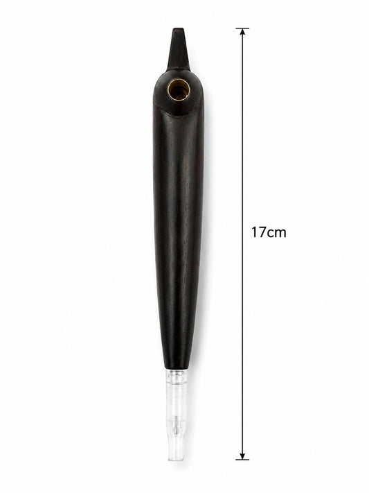 Premium Solid Dark Wood Medwakh Pipe 17cm – Handcrafted Ebony-Style Body with Brass-Lined Bowl – Natural Authentic Dokha/Midwakh Smoking Pipe