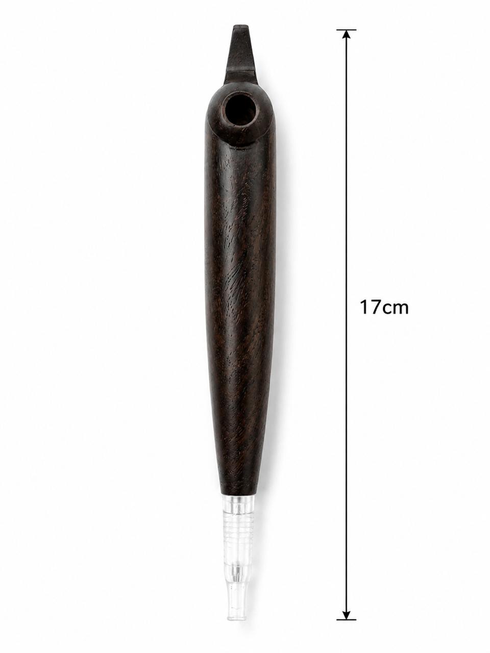 Premium Solid Dark Wood Medwakh Pipe 17cm – Handcrafted Natural Grain Ebony-Style Body – Authentic Dokha/Midwakh Smoking Pipe