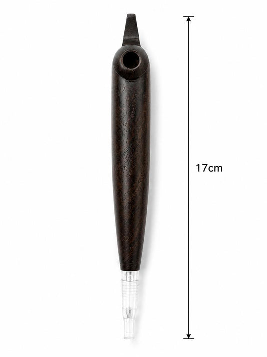 Premium Solid Dark Wood Medwakh Pipe 17cm – Handcrafted Natural Grain Ebony-Style Body – Authentic Dokha/Midwakh Smoking Pipe