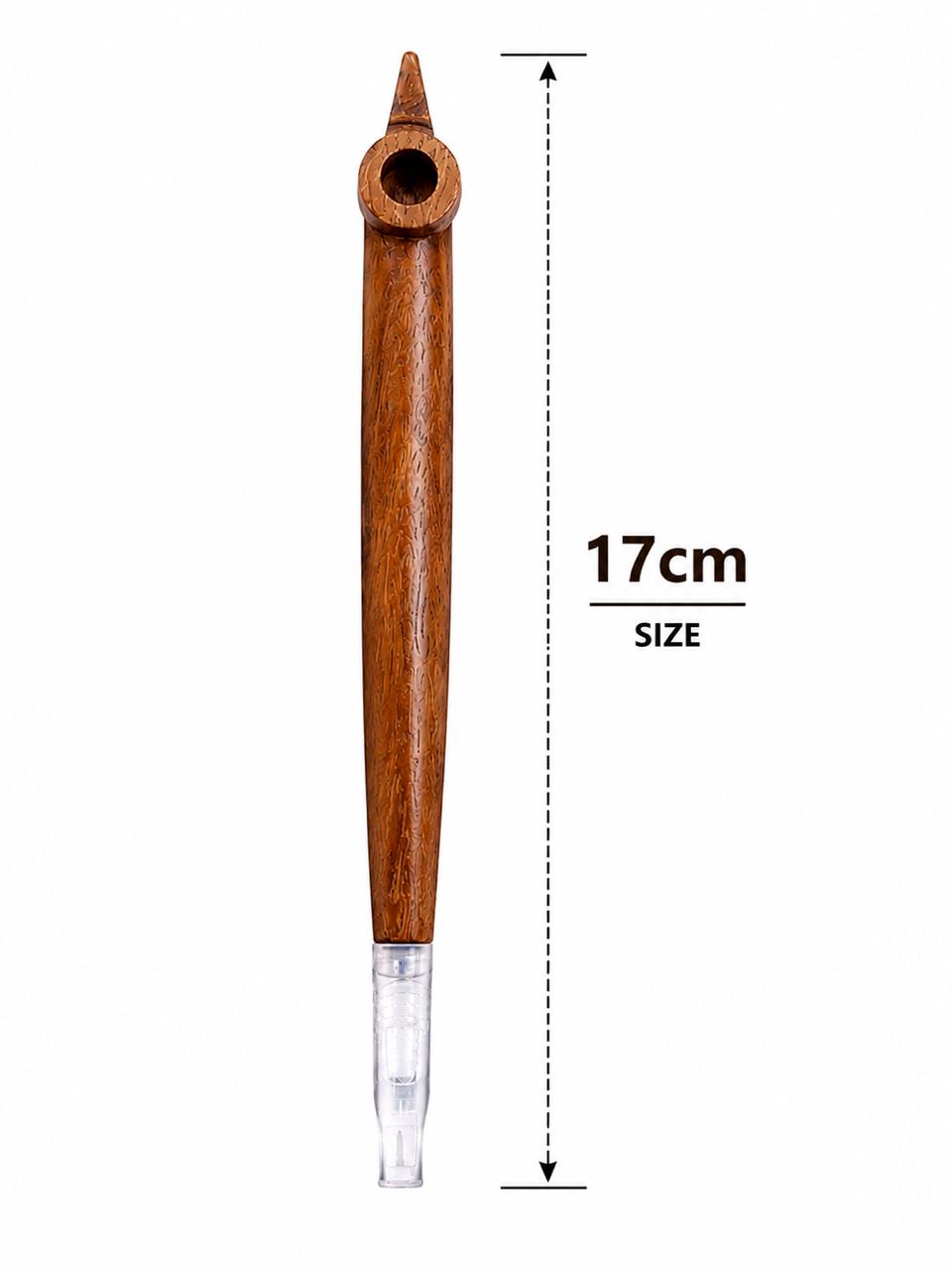 Handmade Wooden Medwakh Pipe – 17cm Traditional Dokha Smoking Pipe with Removable Filter Tip