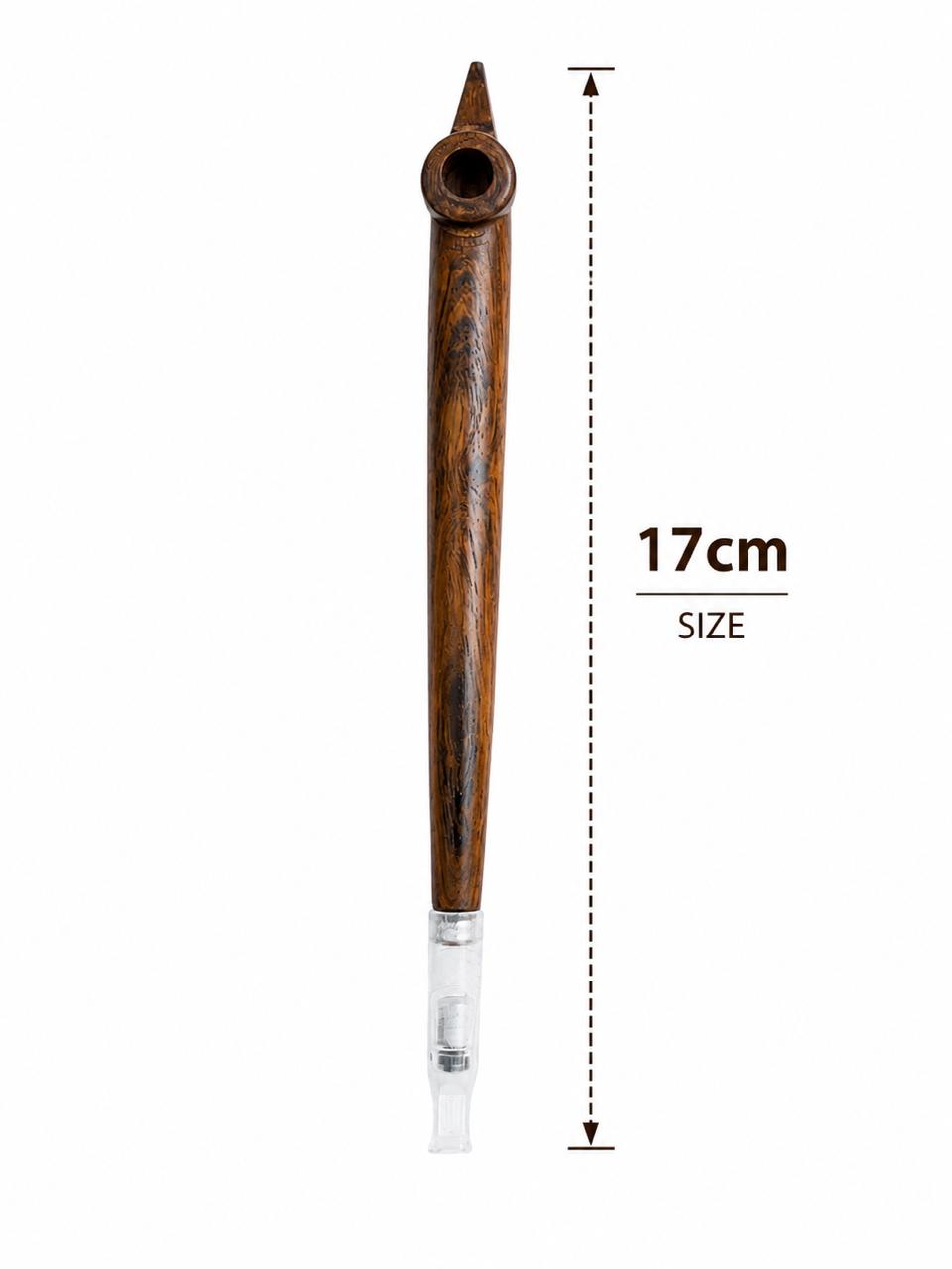 Handmade Wooden Medwakh Pipe – 17cm Traditional Dokha Smoking Pipe with Removable Filter Tip