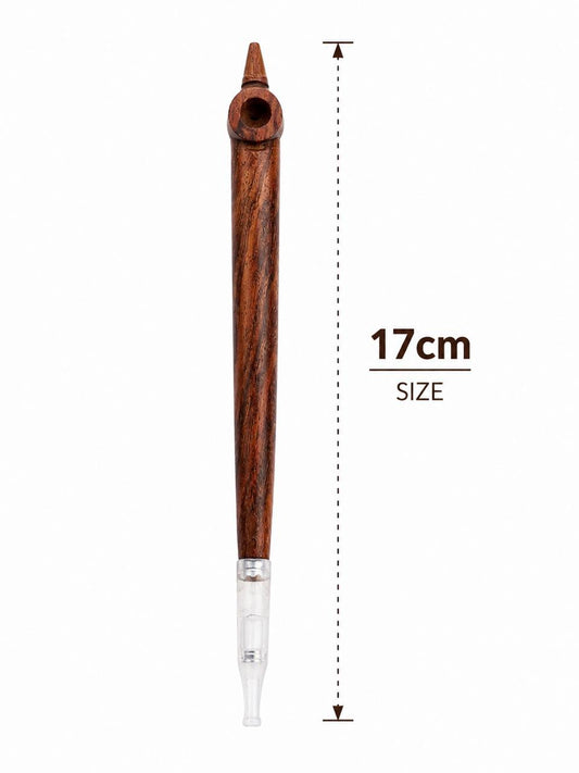Handmade Wooden Medwakh Pipe – 17cm Traditional Dokha Smoking Pipe with Removable Filter Tip