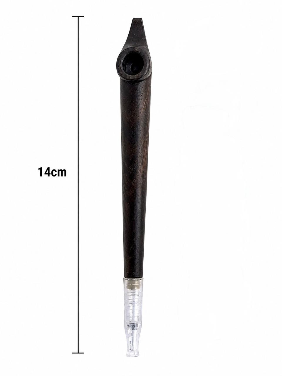 Handmade Wooden Medwakh Pipe – 14cm Dark Ebony Dokha Smoking Pipe with Removable Filter Tip