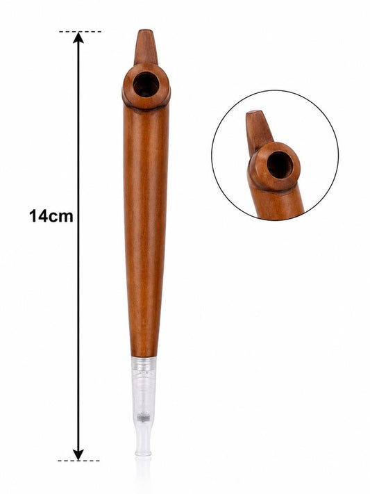 Handmade Wooden Medwakh Pipe – 14cm Light Wood Dokha Smoking Pipe with Removable Filter Tip