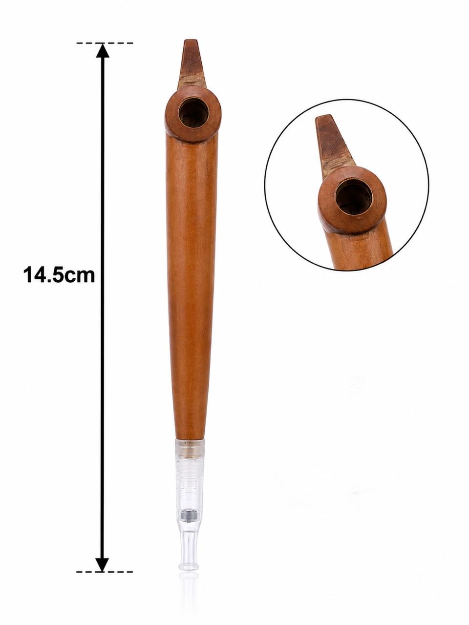Handmade Wooden Medwakh Pipe – 14.5cm Light Wood Dokha Smoking Pipe with Removable Filter Tip