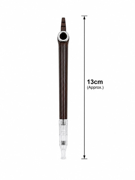 Traditional Medwakh Pipe – Flat-Top Wood Grain Dokha Pipe with Detachable Filter (13cm)