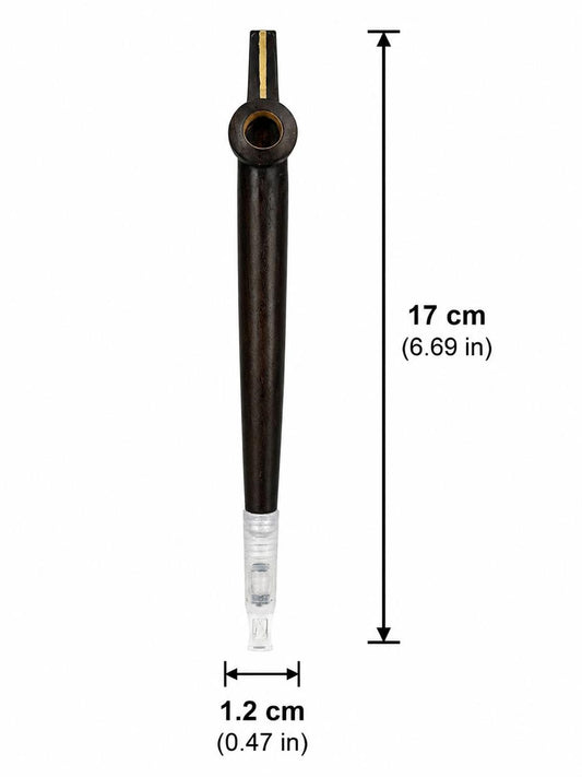 Handcrafted One-Piece Wood Medwakh Pipe with Brass Inlay & Gold Studs – Traditional Arabian Dokha Pipe, 17cm (6.69in)