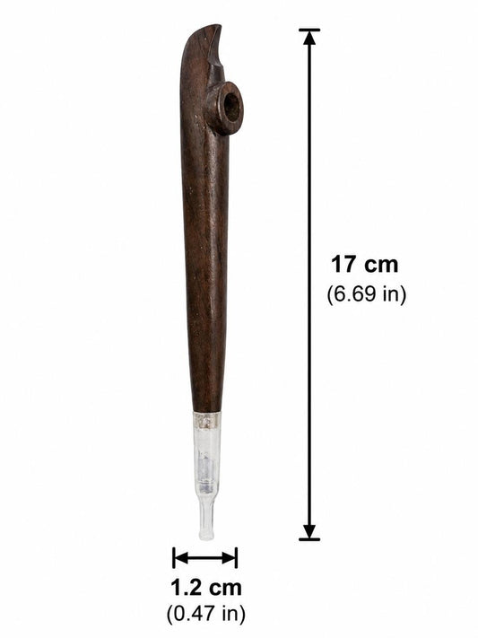 Handcrafted All-Natural Wood Medwakh Pipe, One-Piece Carved Design with Clear Tip – Traditional Arabian Dokha Pipe, 17cm (6.69in)