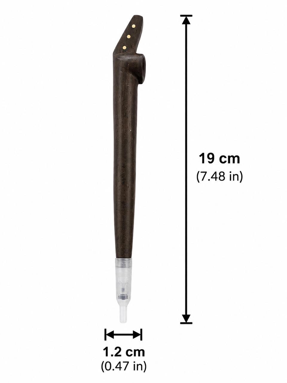 Handcrafted All-Natural Wood Medwakh Pipe with Gold Pin Accents, One-Piece Design – Traditional Arabian Dokha Pipe, 19cm (7.48in)