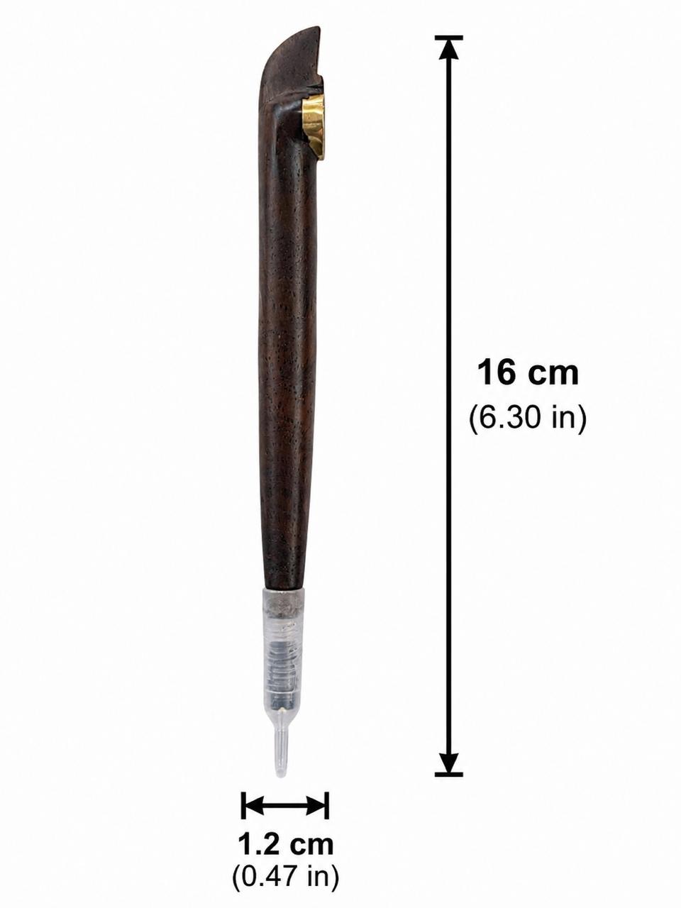 Handcrafted One-Piece Wood Medwakh Pipe with Gold Studded Brass Bowl Ring – Traditional Arabian Dokha Pipe, 16cm (6.30in)