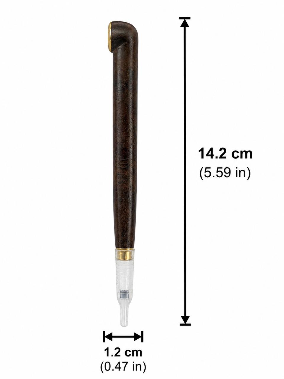 Handcrafted Wooden Medwakh Pipe with Silver Bowl Ring & Dual Silver Bands – Traditional Arabian Dokha Pipe, 16cm (6.30in)