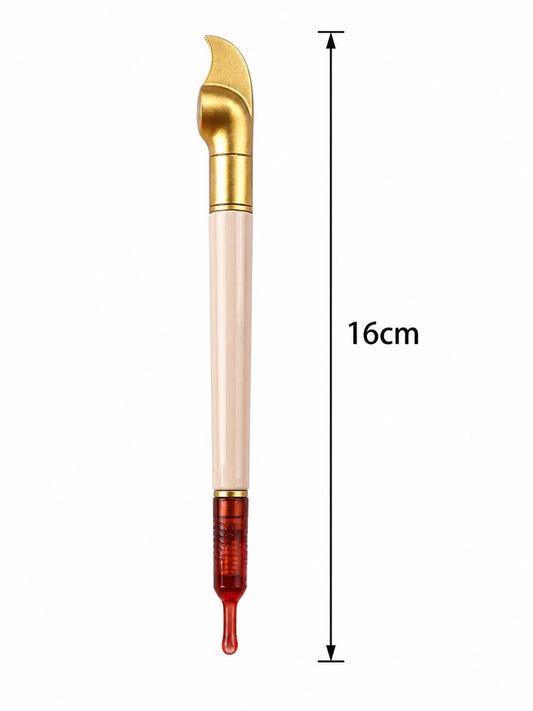 Premium Medwakh Pipe 16cm – Ivory Acrylic Body with Matte Gold Finish & Amber Tip – Modern Dokha/Midwakh Smoking Pipe