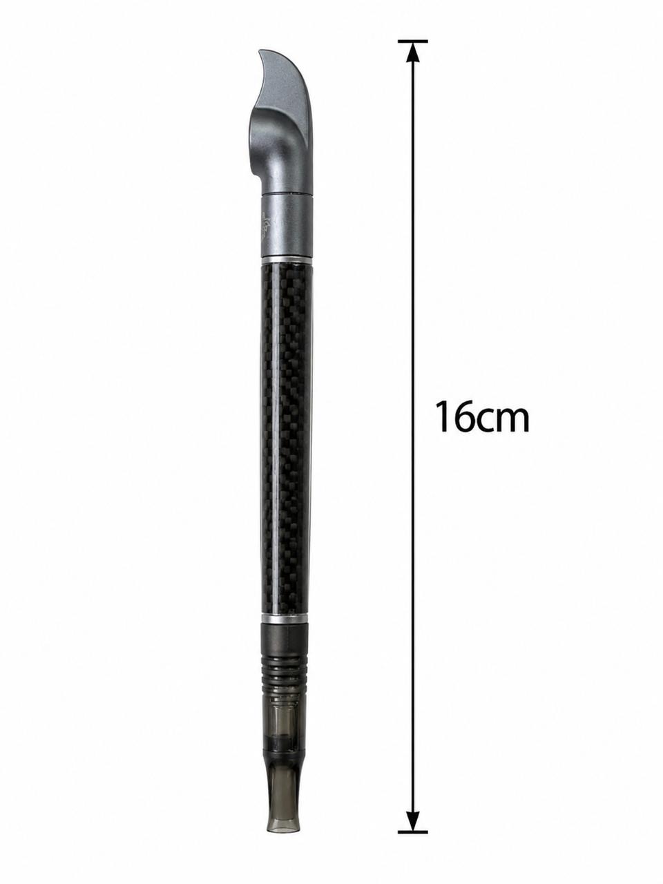 Premium Carbon Fiber Medwakh Pipe 16cm – Gunmetal Finish with Turbo Design – Modern Authentic Dokha/Midwakh Smoking Pipe
