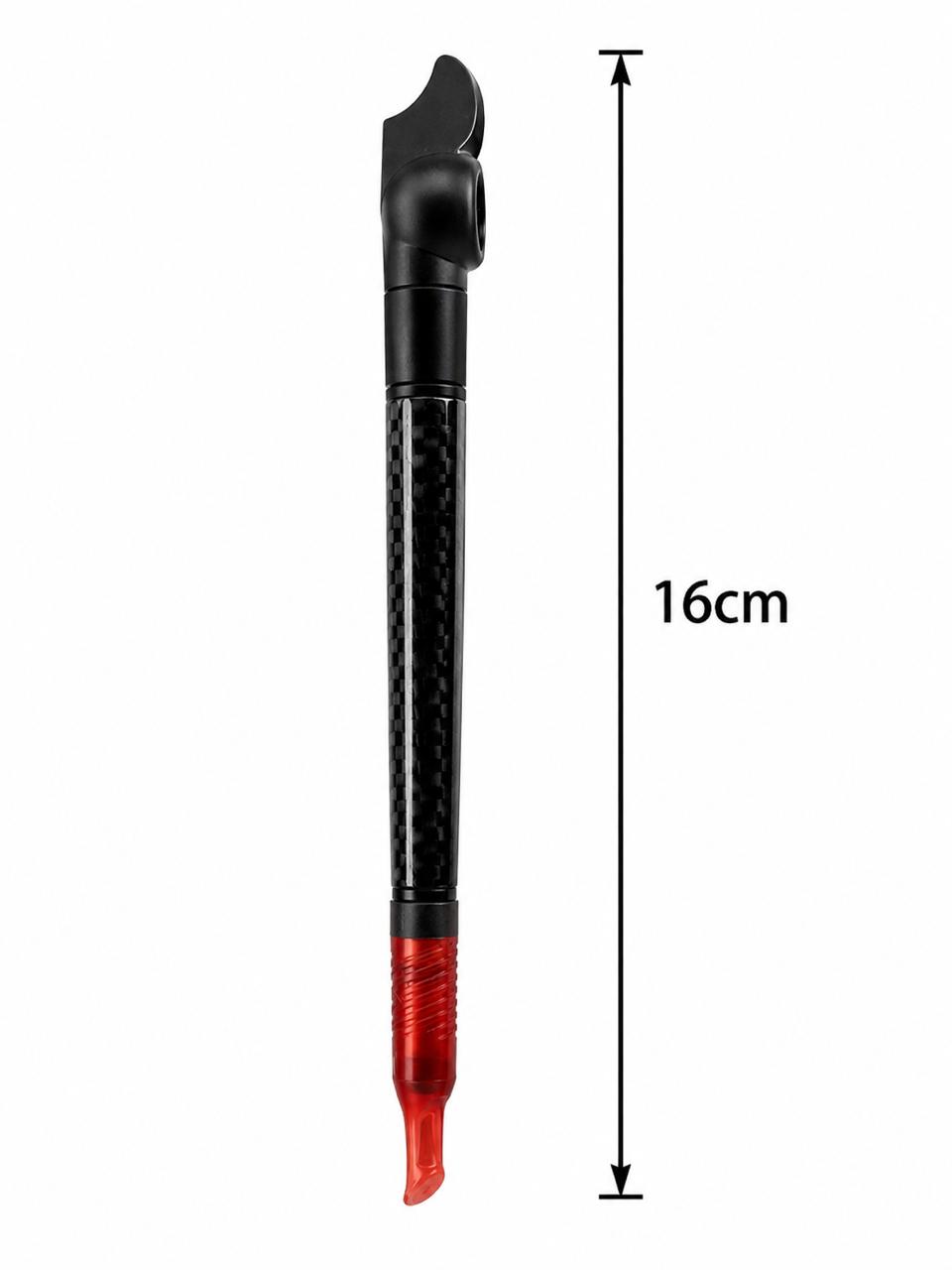 Premium Carbon Fiber Medwakh Pipe 16cm – Matte Black Body with Red Accent Tip – Modern Sport-Style Dokha/Midwakh Smoking Pipe