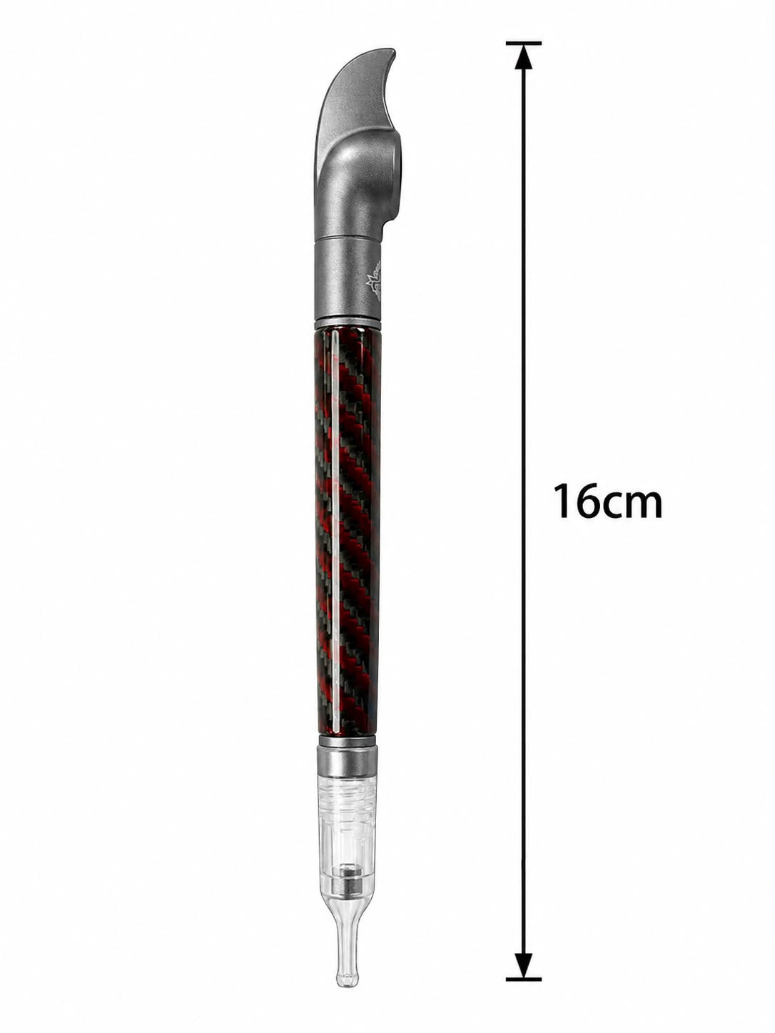 Premium Carbon Fiber Medwakh Pipe 16cm – Red & Black Weave with Gunmetal Finish – Modern Sport-Style Dokha/Midwakh Smoking Pipe