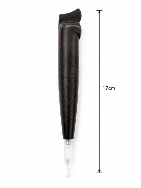 Premium Solid Dark Wood Medwakh Pipe 17cm – Handcrafted Ebony-Style Body, No Metal Fittings – Natural Authentic Dokha/Midwakh Smoking Pipe