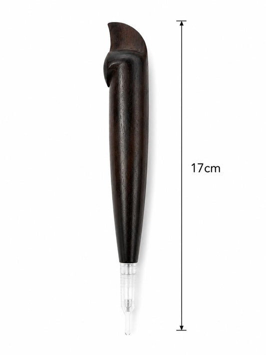 Premium Solid Dark Wood Medwakh Pipe 17cm – Handcrafted Ebony-Style Body with Brass-Lined Bowl – Natural Authentic Dokha/Midwakh Smoking Pipe
