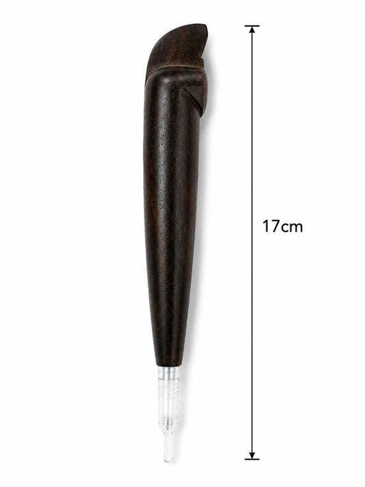 Premium Solid Dark Wood Medwakh Pipe 17cm – Handcrafted Natural Grain Ebony-Style Body – Authentic Dokha/Midwakh Smoking Pipe
