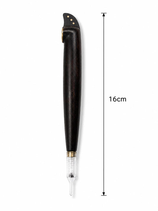 Premium Dark Wood Medwakh Pipe 16cm – Handcrafted Ebony-Style Body with Gold Brass Fittings & Riveted Cap – Authentic Dokha/Midwakh Smoking Pipe