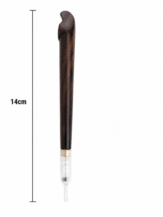 Handmade Wooden Medwakh Pipe – 14cm Dark Ebony Dokha Smoking Pipe with Removable Filter Tip