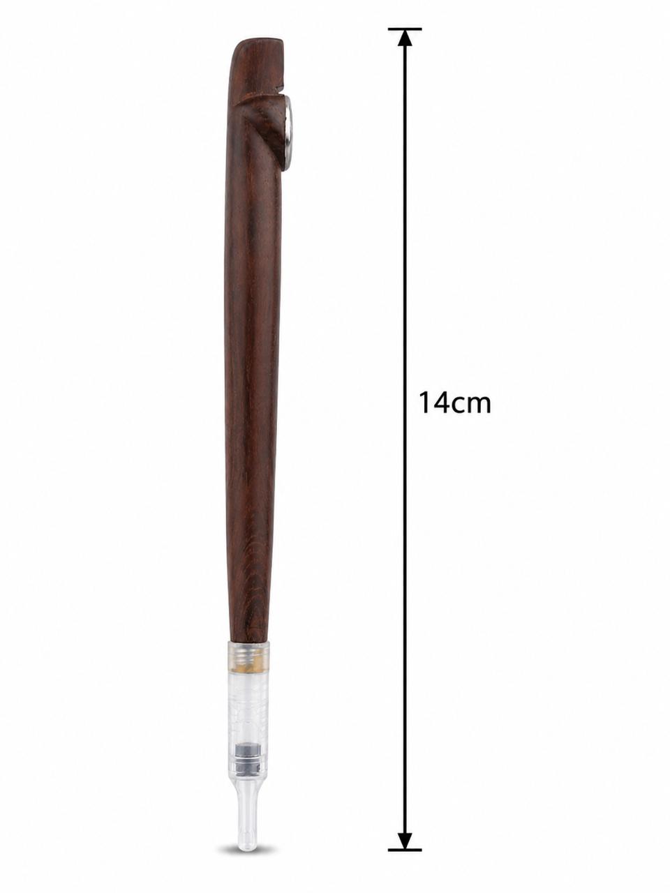 Handmade Wooden Medwakh Pipe – Rosewood Dokha Pipe with Silver Ring & Gold Accent Tip | 14cm Traditional Emirati Design