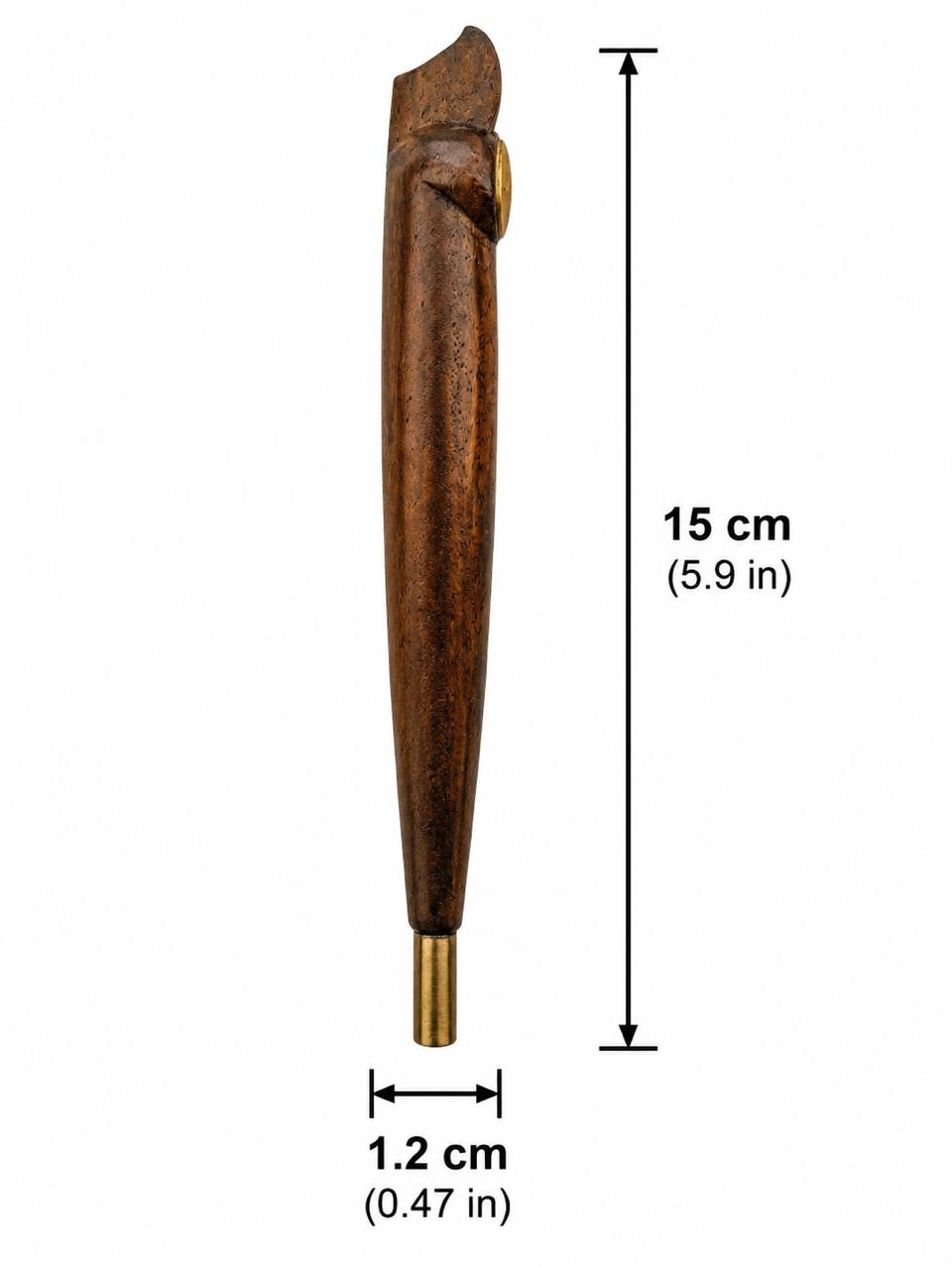Handcrafted Solid Wood Medwakh Pipe, One-Piece Tapered Design with Brass Bowl Ring – Traditional Arabian Dokha Pipe, 15cm (5.9in)