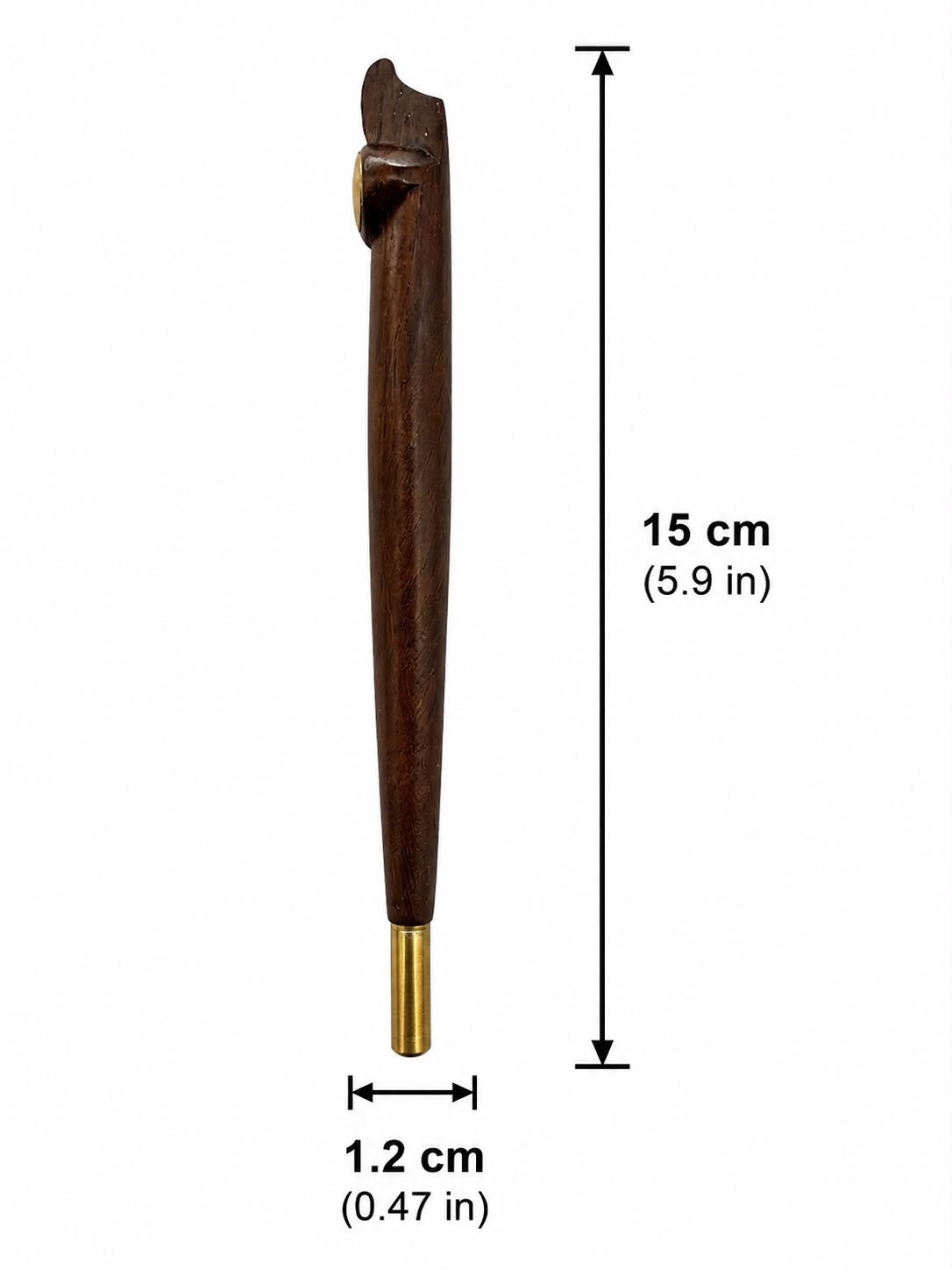 Handcrafted Solid Wood Medwakh Pipe, One-Piece Tapered Design with Brass Bowl Ring – Traditional Arabian Dokha Pipe, 15cm (5.9in)