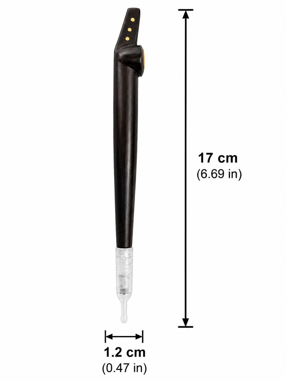 Handcrafted One-Piece Wood Medwakh Pipe with Brass Inlay & Gold Studs – Traditional Arabian Dokha Pipe, 17cm (6.69in)