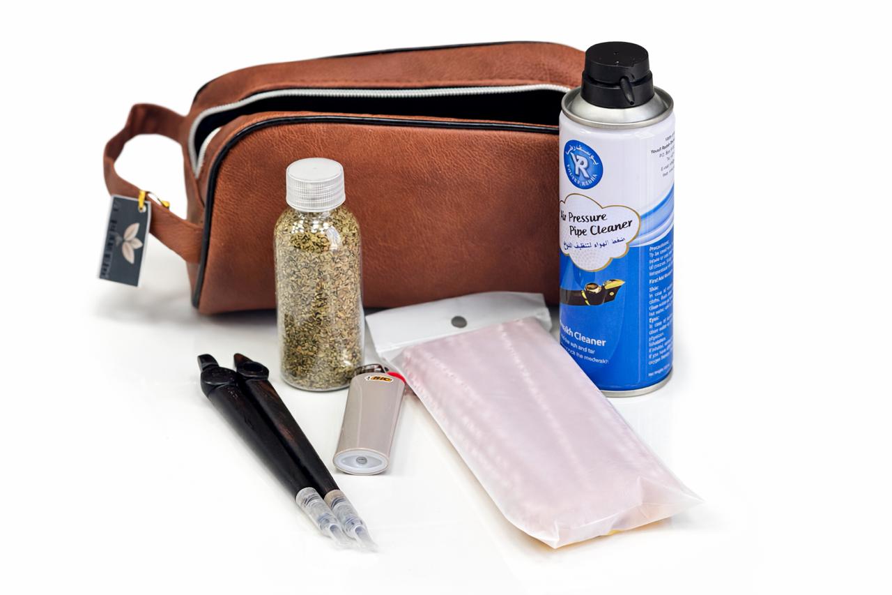 Al Khumery Premium Medwakh Travel Pouch – Classic Brown Leather Dokha Storage Bag | Luxury Vintage Smoking Accessories