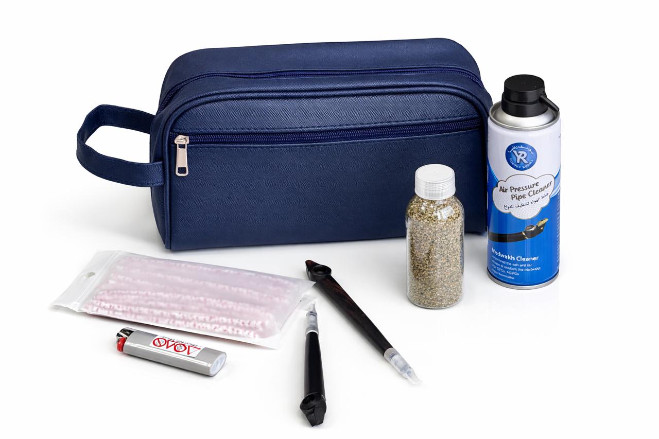 Al Khumery Premium Medwakh Travel Pouch – Luxury Blue Leather Dokha Storage Bag | Elegant Large Capacity Smoking Accessories