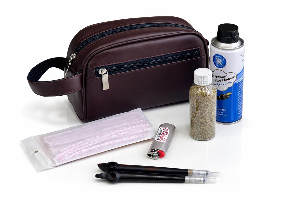 Al Khumery Elite Leather Medwakh Pouch – Dark Brown Dokha Case | Premium Travel Organizer for Smoking Accessories
