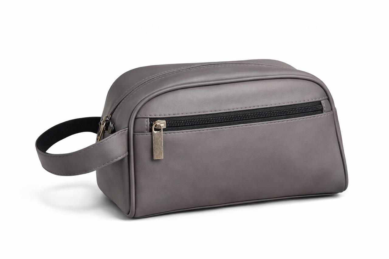 Al Khumery Modern Executive Medwakh Travel Pouch – Premium Grey Leather Dokha Storage Bag | Sleek Luxury Smoking Accessories
