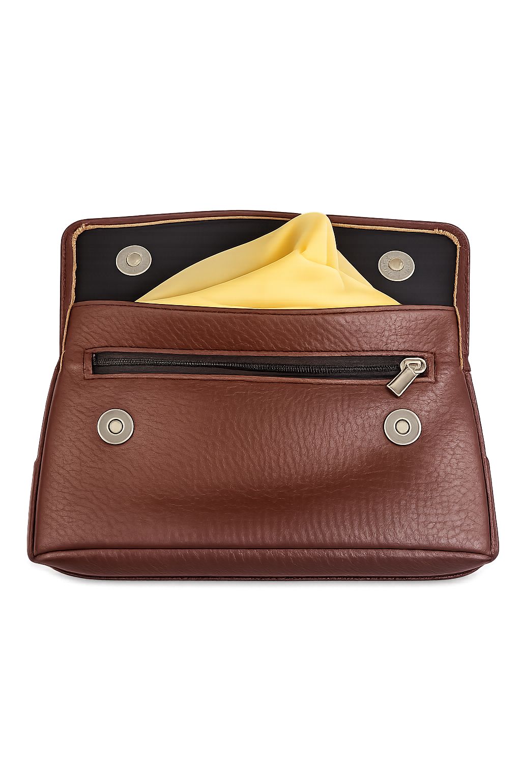 AL KHUMERY Moda Medwekh Premium Leather Medwakh Bag | Multi-Compartment with Zipper & Magnetic Snap | Luxury Gold Hardware | Brown Color
