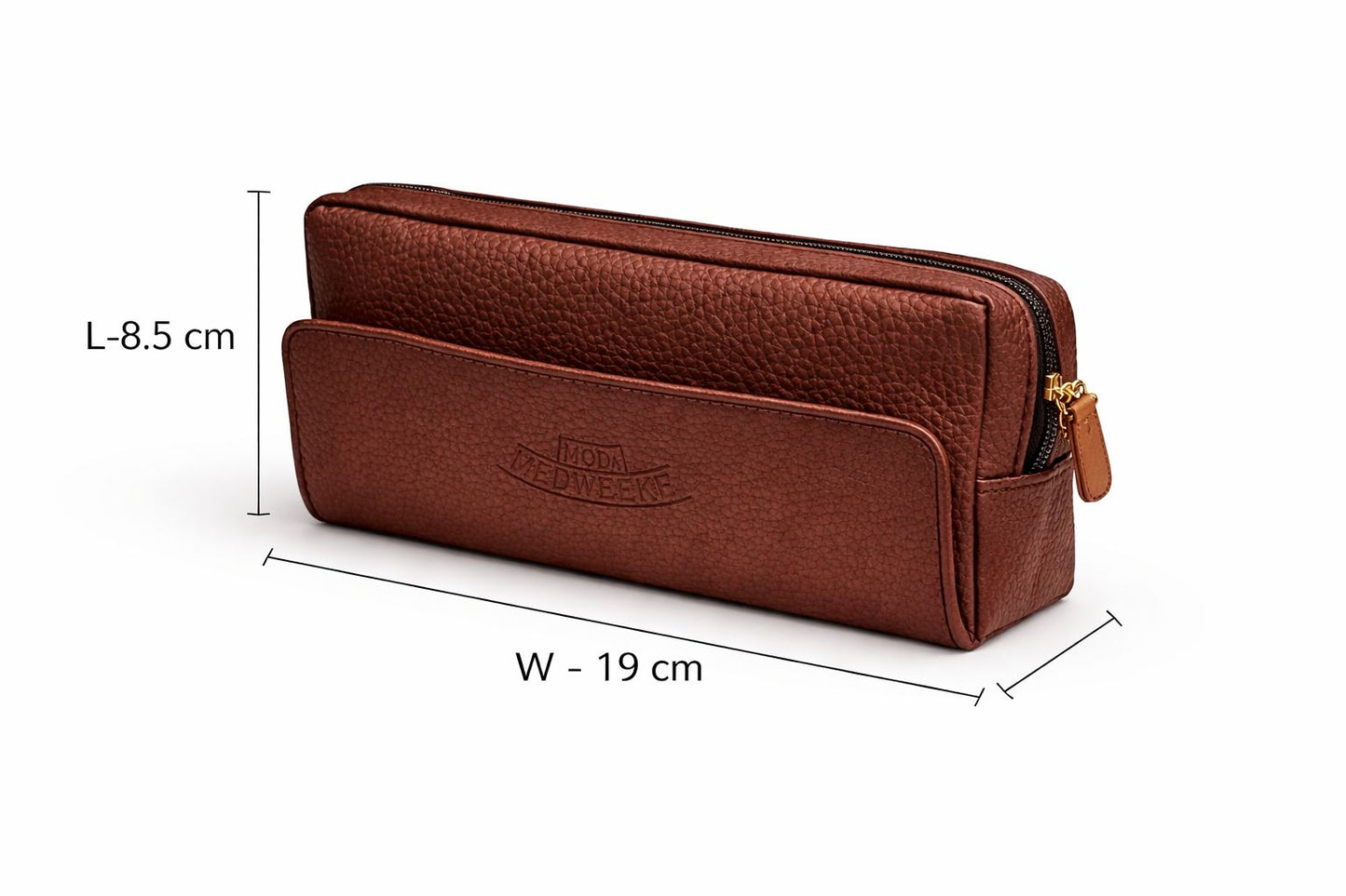 AL KHUMERY Moda Medwekh Premium Leather Medwakh Bag | Multi-Compartment with Zipper & Magnetic Snap | Luxury Gold Hardware | Brown Color