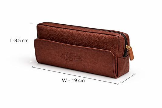 AL KHUMERY Moda Medwekh Premium Leather Medwakh Bag | Multi-Compartment with Zipper & Magnetic Snap | Luxury Gold Hardware | Brown Color