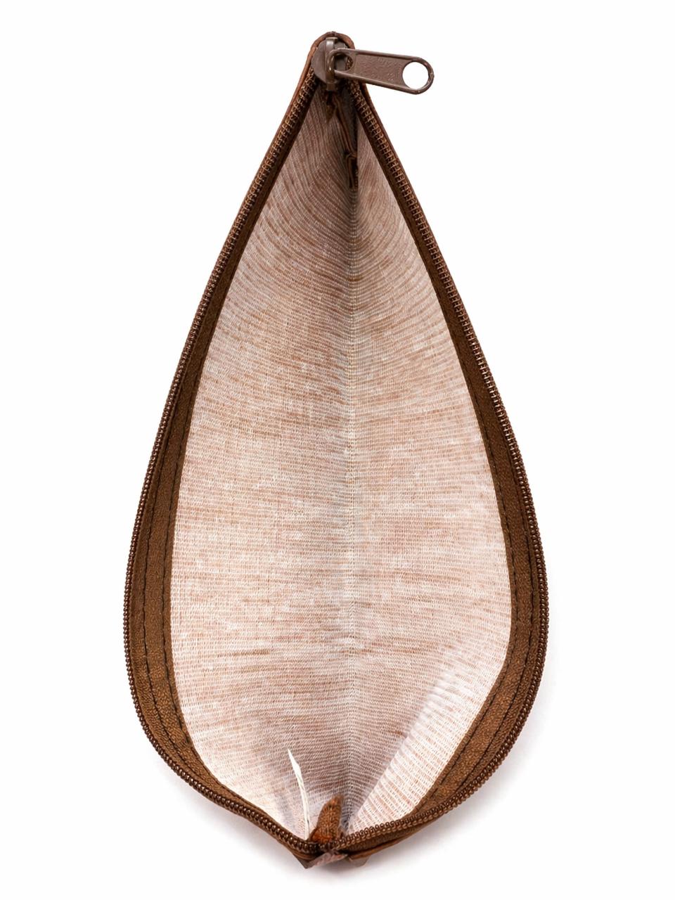 AL KHUMERY मेडवाख पाउच – टैन स्मूथ लेदर जिपर केस 18.5x7cm | UAE