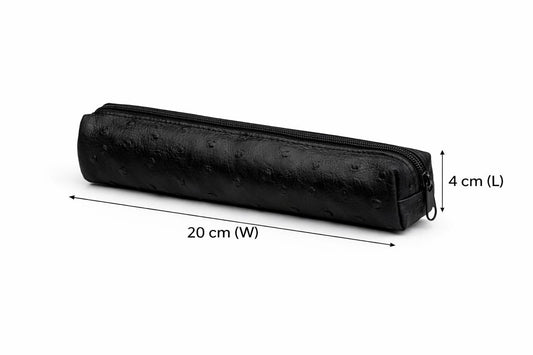 AL KHUMERY Ostrich Embossed Leather Medwakh Pouch | Premium Zipper Closure | Luxury Black Texture Case