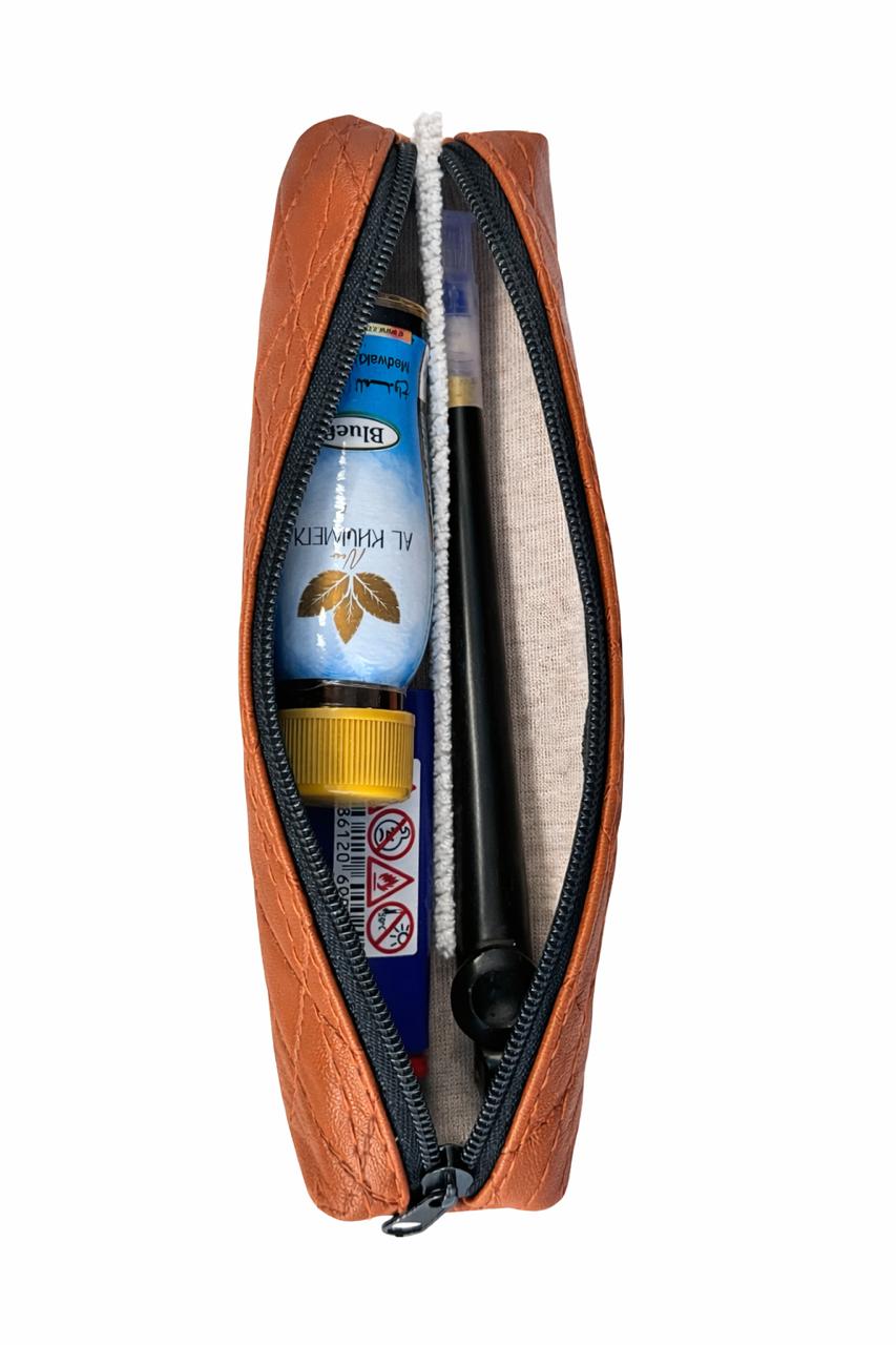 AL KHUMERY Medwakh Pouch – Quilted Leather-Style Slim Zipper Case | 20cm Travel Storage Bag for Medwakh Pipe | UAE